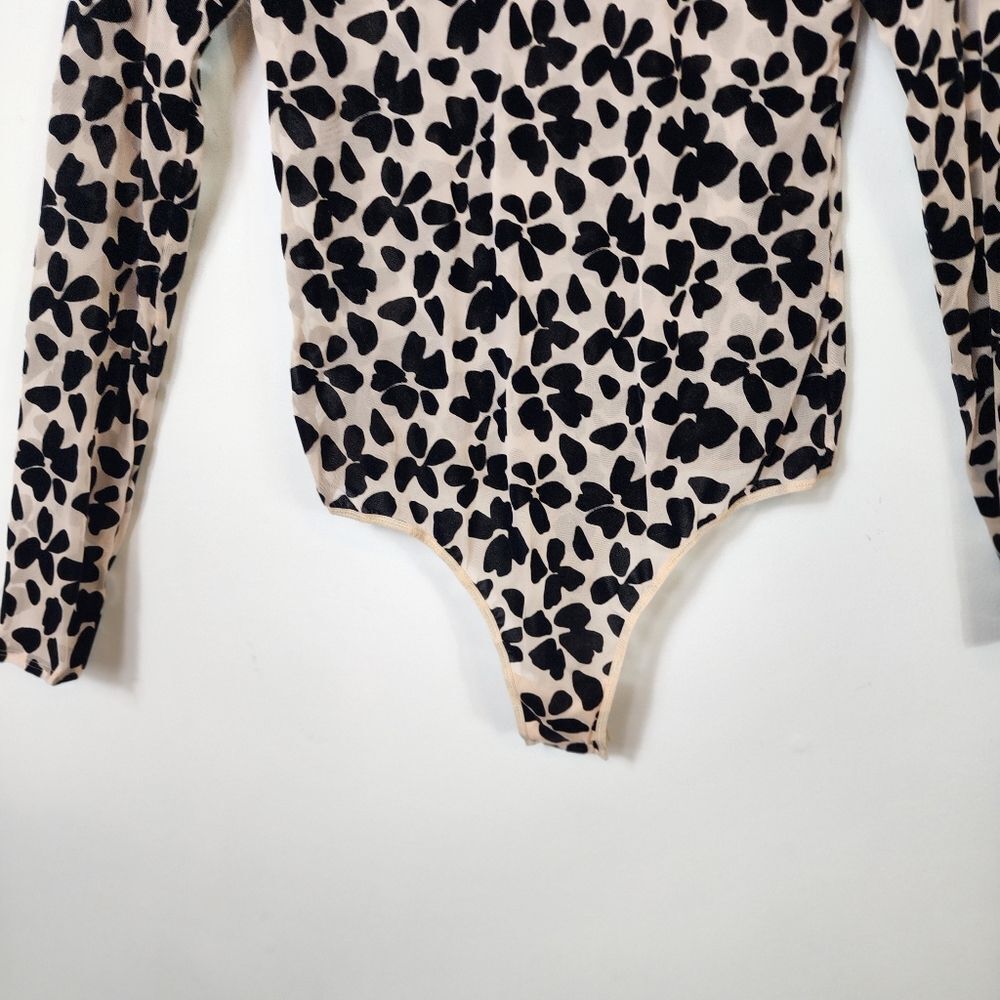 Victoria's Secret Floral Velvet Appliqué Stretch Sheer Sexy Bodysuit Size Large - Picture 5 of 10